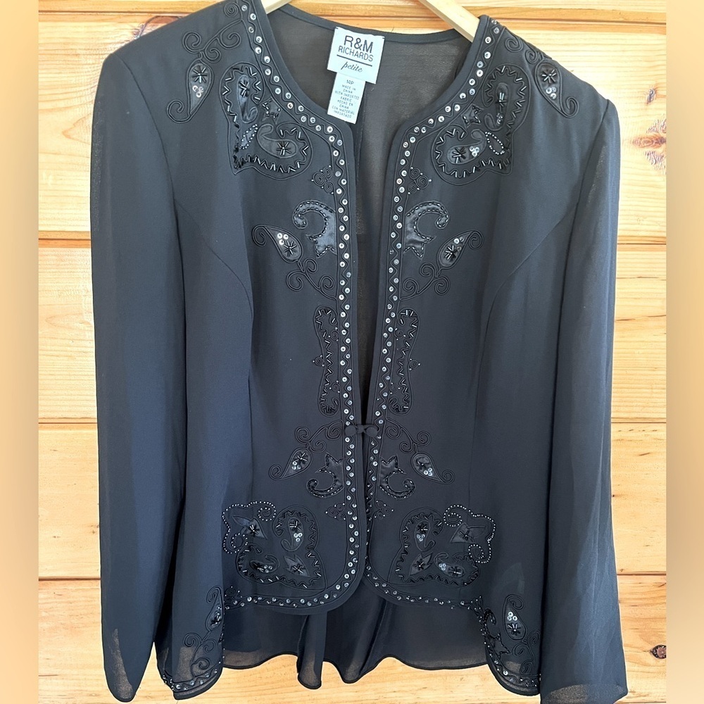 R & M Richards Petite Sequined Embroidered 14P
